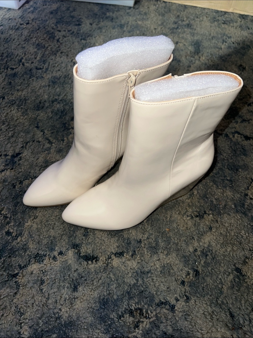 Dolce Vita Cream Pointed-Toe Mid-Calf Heeled Boots